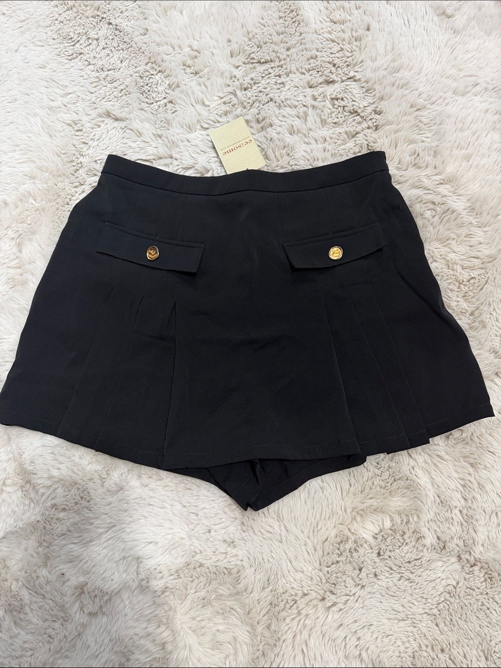 eesome Black Skort with Gold Button Accents